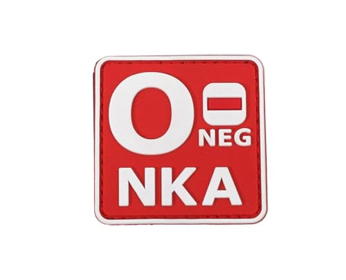 Uijokdef Uijokdef Taktischer PVC-Patch, nachtleuchtend, Blutgruppe AB, negativ, NKA, 3D-Weichgummi (Rot O-), 1 Stück von Uijokdef