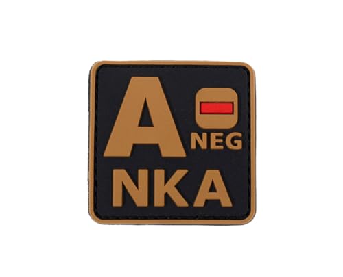 Uijokdef Uijokdef Taktischer PVC-Patch, nachtleuchtend, Blutgruppe AB, negativ, NKA, 3D-Weichgummi (Schwarz und Braun, A-) von Uijokdef