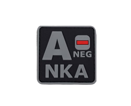 Uijokdef Uijokdef Taktischer PVC-Patch, nachtleuchtend, Blutgruppe AB, negativ, NKA, 3D-Weichgummi (Schwarz und Grau, A-) von Uijokdef