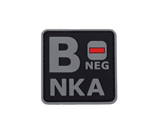 Uijokdef Uijokdef Taktischer PVC-Patch, nachtleuchtend, Blutgruppe AB, negativ, NKA, 3D-Weichgummi (Schwarz und Grau, B), 1 Stück von Uijokdef