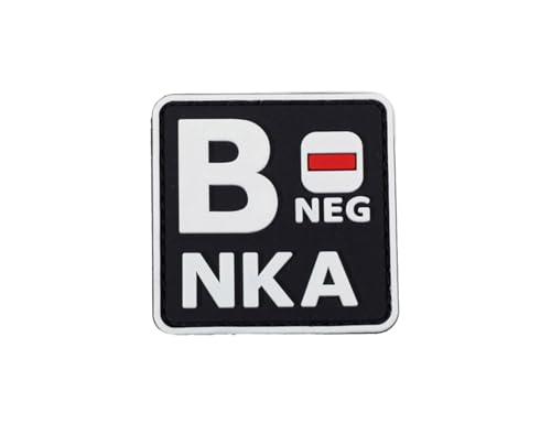 Uijokdef Uijokdef Taktischer PVC-Patch, nachtleuchtend, Blutgruppe AB, negativ, NKA, 3D-Weichgummi (Schwarz und Weiß, B), 1 Stück von Uijokdef