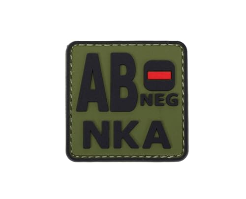 Uijokdef Uijokdef Taktischer PVC-Patch, nachtleuchtend, Blutgruppe AB, negativ, NKA, 3D-Weichgummi (grün AB), 1 Stück von Uijokdef