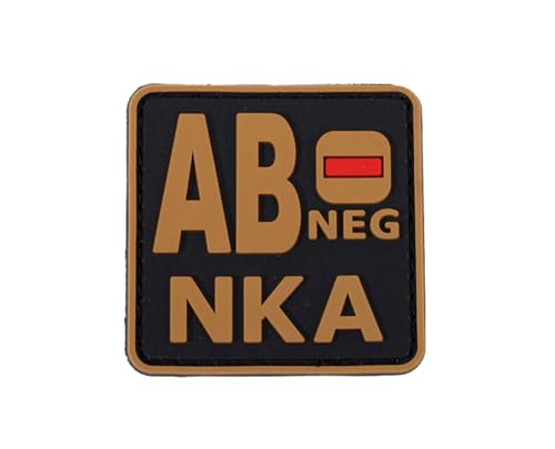 Uijokdef Uijokdef Taktischer PVC-Patch, nachtleuchtend, Blutgruppe AB, negativ, NKA, 3D-Weichgummi (schwarz und braun AB-), 1 Stück von Uijokdef