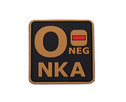 Uijokdef Uijokdef Taktischer PVC-Patch, nachtleuchtend, Blutgruppe AB, negativ, NKA, 3D-Weichgummi (schwarz und braun O-), 1 Stück von Uijokdef