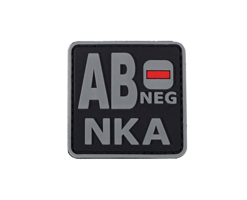 Uijokdef Uijokdef Taktischer PVC-Patch, nachtleuchtend, Blutgruppe AB, negativ, NKA, 3D-Weichgummi (schwarz und grau AB), 1 Stück von Uijokdef