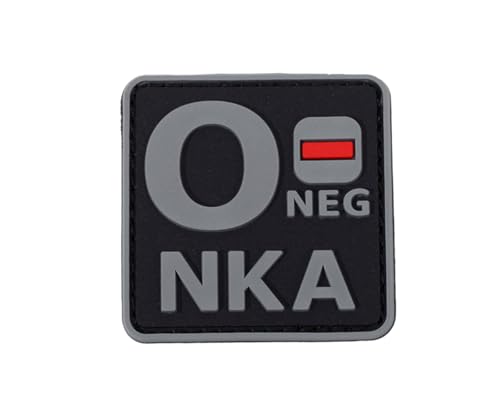 Uijokdef Uijokdef Taktischer PVC-Patch, nachtleuchtend, Blutgruppe AB, negativ, NKA, 3D-Weichgummi (schwarz und grau O-), 1 Stück von Uijokdef