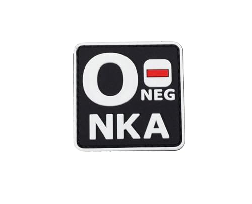 Uijokdef Uijokdef Taktischer PVC-Patch, nachtleuchtend, Blutgruppe AB, negativ, NKA, 3D-Weichgummi (schwarz und weiß O-), 1 Stück von Uijokdef