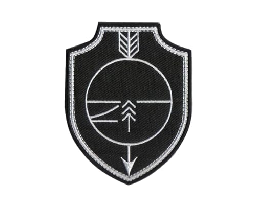 Uijokdef Uijokdef Taktischer Schild, bestickter Aufnäher, Klettverschluss, Schwarz und Weiß, Militär-Stil, 1 Stück von Uijokdef