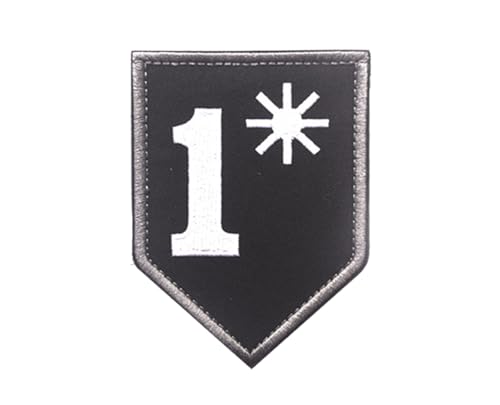 Uijokdef Uijokdef Taktischer Schild mit Nummer 1 Design, Klettverschluss, Schwarz und Weiß, 1 Stück von Uijokdef