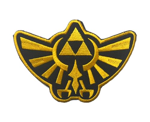 Uijokdef Uijokdef Triforce-Flügel-Aufnäher, bestickt, Klettverschluss, Schwarz/Gold und Schwarz/Grau, 1 Stück von Uijokdef