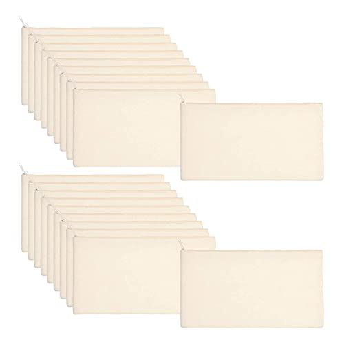 Uinfhyknd 40 StüCk Leinwand Bleistift Beutel ReißVerschluss Make-Up Blank DIY Mehr Zweck Toilettenartikel StationäRe Aufbewahrungs Beutel (Beige) von Uinfhyknd