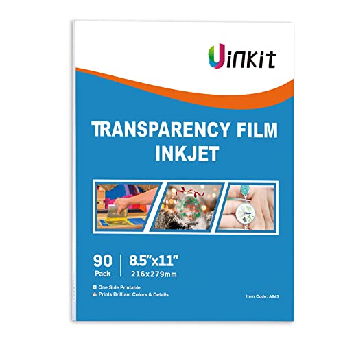 Uinkit Bulk 90 Blatt bedruckbare Transparenzfolie Acetat klare Blätter für Handwerk 8,5 x 11 OHP Overhead Projektor Film Für Tintenstrahldrucker Schnell Trocken von Uinkit