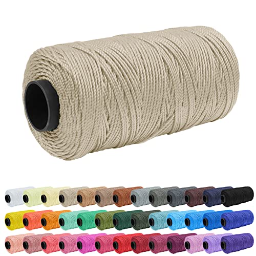 Uiopa 1,5mm x 200m Polypropylen Makramee Garn 3 Stränge Makramee-Schnur Farbig Macrame Cord Häkelgarn für Häkeln, Stricken, Geflochten, DIY Handwerk von Uiopa