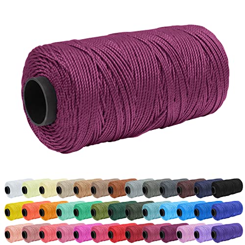 Uiopa 1,5mm x 200m Polypropylen Makramee Garn 3 Stränge Makramee-Schnur Farbig Macrame Cord Häkelgarn für Häkeln, Stricken, Geflochten, DIY Handwerk von Uiopa