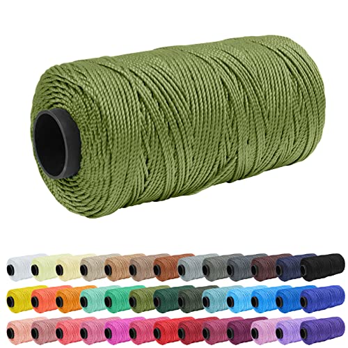 Uiopa 1,5mm x 200m Polypropylen Makramee Garn 3 Stränge Makramee-Schnur Farbig Macrame Cord Häkelgarn für Häkeln, Stricken, Geflochten, DIY Handwerk von Uiopa