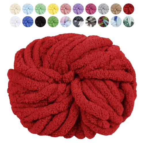 Uiopa Armstricken Wolle, 250g Chunky Yarn Dicke Wolle zum Handstricken, Bulky Chunky Wolle Häkel Dickes Garn für Decken, Kissen, Haustierbetten, DIY-Handwerk (Rot) von Uiopa