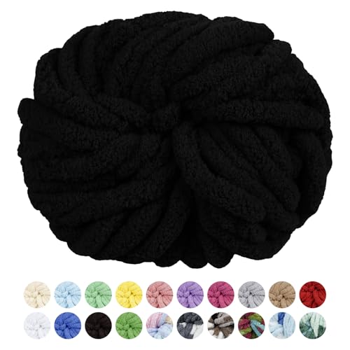 Uiopa Armstricken Wolle, 250g Chunky Yarn Dicke Wolle zum Handstricken, Bulky Chunky Wolle Häkel Dickes Garn für Decken, Kissen, Haustierbetten, DIY-Handwerk (Schwarz) von Uiopa