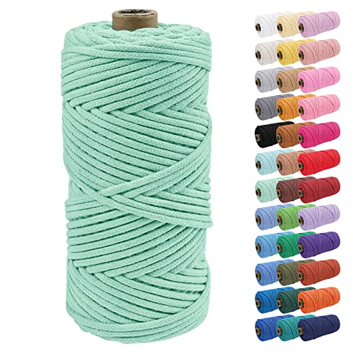 Uiopa Baumwollkordel, Makramee Garn 4mm 100m Natur Baumwollseil, Baumwollgarn Geflochtene Macrame Cord Ideal für Häkeltaschen, Pflanzenhängern, Traumfänger, Wandbehang, DIY Handwerk von Uiopa