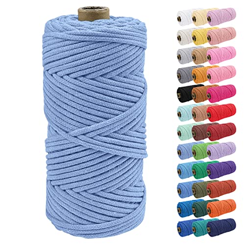 Uiopa Baumwollkordel, Makramee Garn 4mm 100m Natur Baumwollseil, Baumwollgarn Geflochtene Macrame Cord Ideal für Häkeltaschen, Pflanzenhängern, Traumfänger, Wandbehang, DIY Handwerk von Uiopa