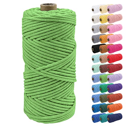 Uiopa Baumwollkordel, Makramee Garn 4mm 100m Natur Baumwollseil, Baumwollgarn Geflochtene Macrame Cord Ideal für Häkeltaschen, Pflanzenhängern, Traumfänger, Wandbehang, DIY Handwerk von Uiopa