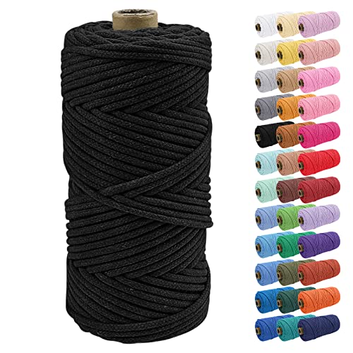 Uiopa Baumwollkordel, Makramee Garn 4mm 100m Natur Baumwollseil, Baumwollgarn Geflochtene Macrame Cord Ideal für Häkeltaschen, Pflanzenhängern, Traumfänger, Wandbehang, DIY Handwerk von Uiopa