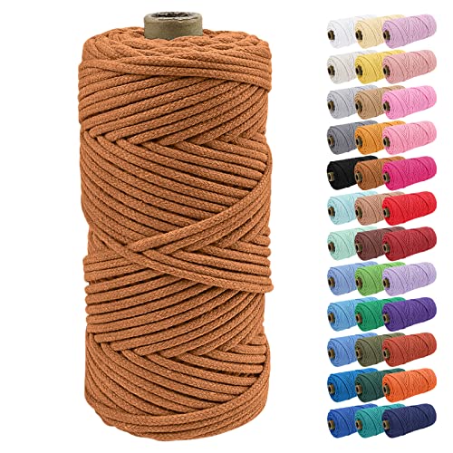 Uiopa Baumwollkordel, Makramee Garn 4mm 100m Natur Baumwollseil, Baumwollgarn Geflochtene Macrame Cord Ideal für Häkeltaschen, Pflanzenhängern, Traumfänger, Wandbehang, DIY Handwerk von Uiopa