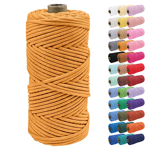 Uiopa Baumwollkordel, Makramee Garn 4mm 100m Natur Baumwollseil, Baumwollgarn Geflochtene Macrame Cord Ideal für Häkeltaschen, Pflanzenhängern, Traumfänger, Wandbehang, DIY Handwerk von Uiopa