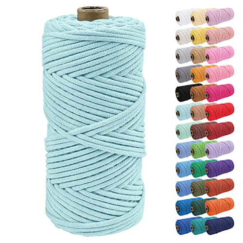 Uiopa Baumwollkordel, Makramee Garn 4mm 100m Natur Baumwollseil, Baumwollgarn Geflochtene Macrame Cord Ideal für Häkeltaschen, Pflanzenhängern, Traumfänger, Wandbehang, DIY Handwerk von Uiopa