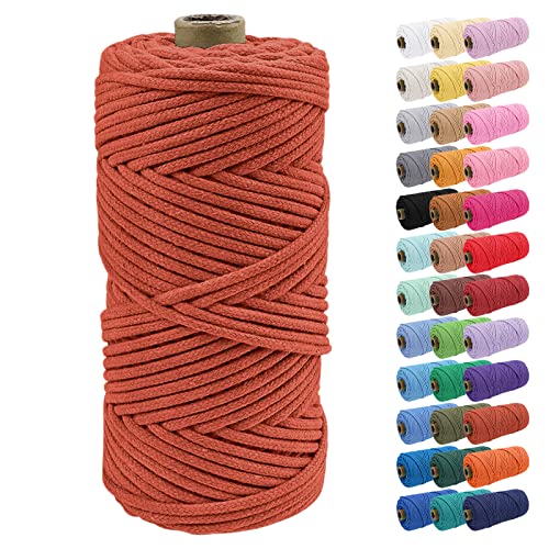 Uiopa Baumwollkordel, Makramee Garn 4mm 100m Natur Baumwollseil, Baumwollgarn Geflochtene Macrame Cord Ideal für Häkeltaschen, Pflanzenhängern, Traumfänger, Wandbehang, DIY Handwerk von Uiopa