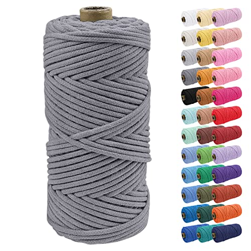 Uiopa Baumwollkordel, Makramee Garn 4mm 100m Natur Baumwollseil, Baumwollgarn Geflochtene Macrame Cord Ideal für Häkeltaschen, Pflanzenhängern, Traumfänger, Wandbehang, DIY Handwerk von Uiopa