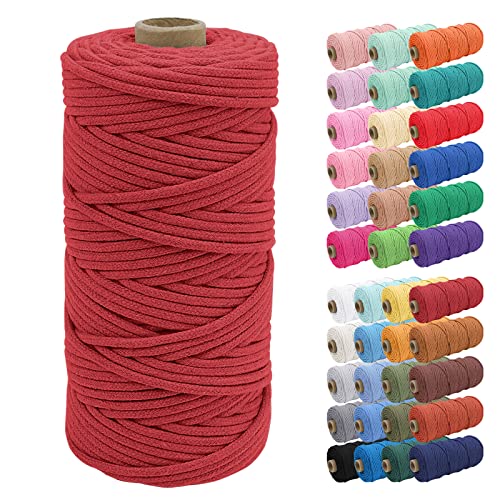 Uiopa Baumwollkordel 3mm x 100m, Makramee Garn Geflochten Baumwollgarn mit Kern, Baumwollseil Natürlicher Rope Garn für Taschen, Wandbehänge, Pflanzenaufhänger, DIY Handwerk von Uiopa