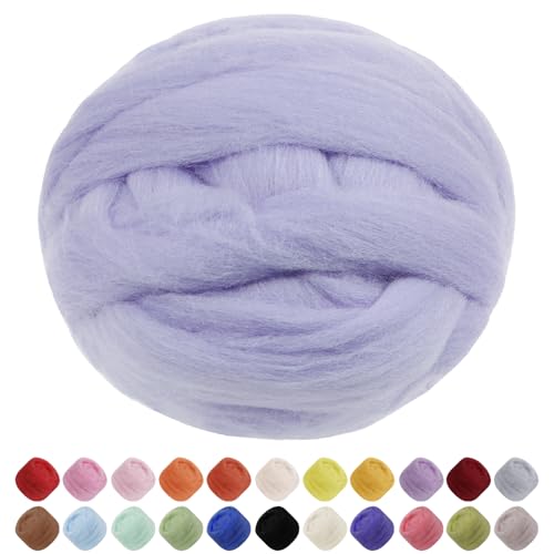 Uiopa Filzwolle, 100g Filzwolle Trockenfilzen Weiche Märchenwolle zum Filzen, Dickes Garn Filzwolle Nassfilzen Filz Wolle Lavendel-Violett für Filzprojekte, DIY-Handwerk von Uiopa