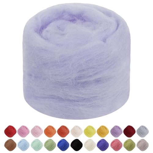 Uiopa Filzwolle, 50g Filzwolle Trockenfilzen Weiche Märchenwolle zum Filzen, Dickes Garn Filzwolle Nassfilzen Filz Wolle Lavendel-Violett für Filzprojekte, DIY-Handwerk von Uiopa