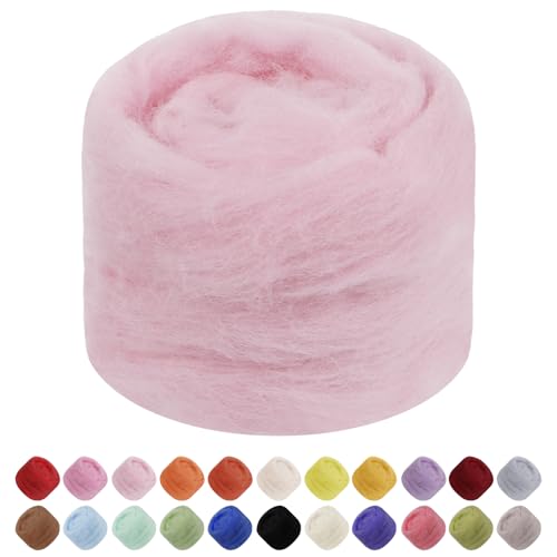 Uiopa Filzwolle, 50g Filzwolle Trockenfilzen Weiche Märchenwolle zum Filzen, Dickes Garn Filzwolle Nassfilzen Filz Wolle Rosa für Filzprojekte, DIY-Handwerk von Uiopa