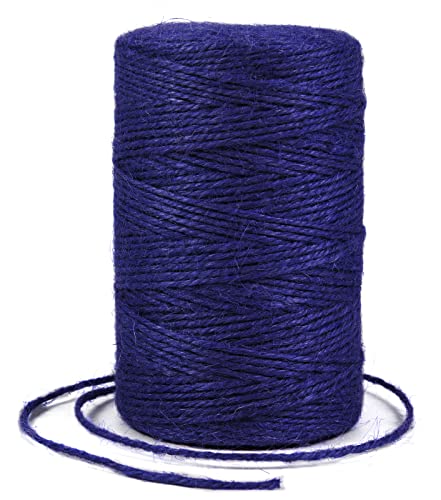 Uiopa Juteschnur 2mm x 200m, Jutegarn Juteseil Hanfseil Gartenschnur Paketschnur Naturfaser, 3-Lagig Jute Schnur für Garten, DIY Basteln, Geschenkverpackung, Weihnachtsdekoration (Blau) von Uiopa