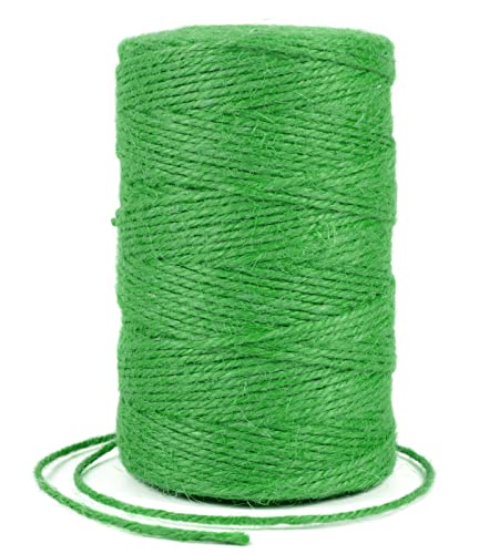 Uiopa Juteschnur 2mm x 200m, Jutegarn Juteseil Hanfseil Gartenschnur Paketschnur Naturfaser, 3-Lagig Jute Schnur für Garten, DIY Basteln, Geschenkverpackung, Weihnachtsdekoration (Grün) von Uiopa