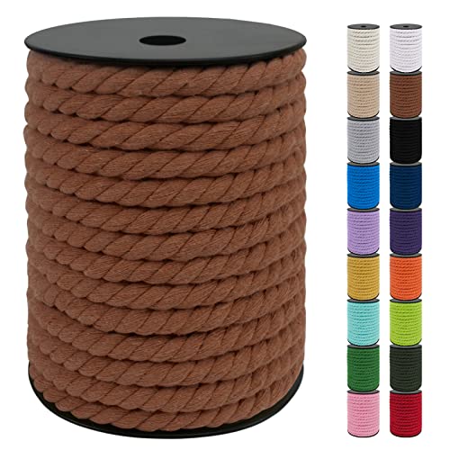 Uiopa Makramee Garn 10mm x 23m, Baumwollkordel 10mm Baumwollseil Dickes Kordel, Macrame Cord für Makramee Wandbehang, Hängepflanze, DIY Basteln, Hochzeitsbogen, Traumfänger (Braun) von Uiopa