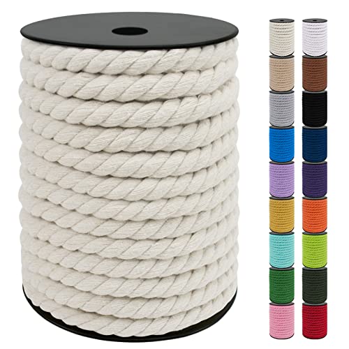 Uiopa Makramee Garn 10mm x 23m, Baumwollkordel 10mm Baumwollseil Dickes Kordel, Macrame Cord für Makramee Wandbehang, Hängepflanze, DIY Basteln, Hochzeitsbogen, Traumfänger (Natürlich) von Uiopa