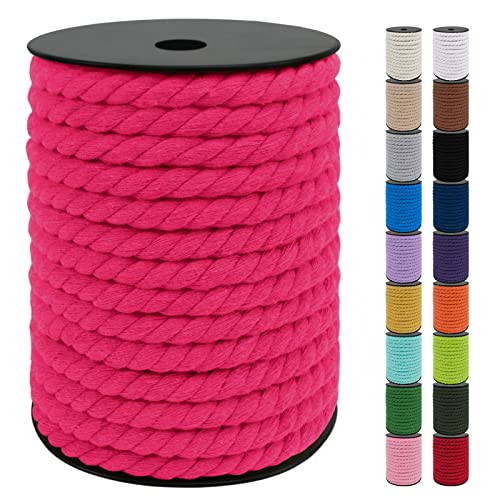 Uiopa Makramee Garn 10mm x 23m, Baumwollkordel 10mm Baumwollseil Dickes Kordel, Macrame Cord für Makramee Wandbehang, Hängepflanze, DIY Basteln, Hochzeitsbogen, Traumfänger (Rosenrot) von Uiopa