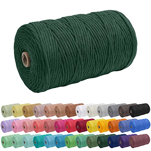 Uiopa Makramee Garn 3mm x 200m, Einfach Gedrehte Natur Makramee Baumwollkordel, Macrame Cord Baumwollgarn Farbig für Pflanzenaufhänger, Wandbehäng, Makramee Regenbogen, DIY Handwerk von Uiopa