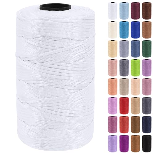 Uiopa Makramee Garn 3mm x 200m Polypropylen Flache Macrame Cord Makramee Band Makramee Schnur Farbig für Häkeln, Stricken, Dekoration, DIY Handwerk von Uiopa