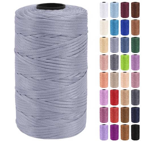 Uiopa Makramee Garn 3mm x 200m Polypropylen Flache Macrame Cord Makramee Band Makramee Schnur Farbig für Häkeln, Stricken, Dekoration, DIY Handwerk von Uiopa