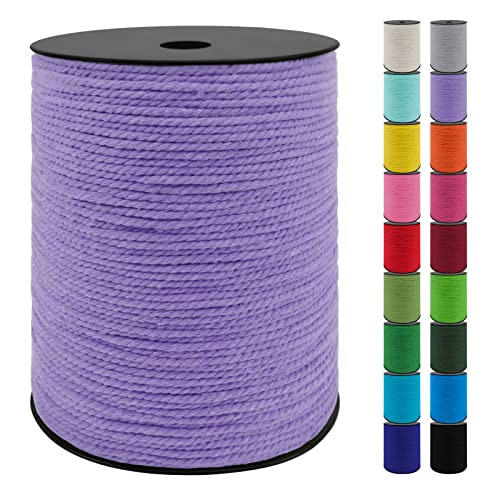 Uiopa Makramee Garn 3mm x 300m, Baumwollkordel 3mm Baumwollseil Dickes Kordel, Macrame Cord für Makramee Wandbehang, Hängepflanze, DIY Basteln, Hochzeitsbogen, Traumfänger (Hellviolett) von Uiopa