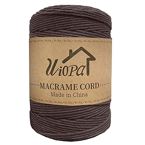 Uiopa Makramee Garn 3mm x 300m Braun Baumwollgarn Natürliches Makramee-garn DIY Macrame Cord Dicke Kordel Seil Makramee Zubehör für Makramee Wandbehang, Vorhang, Hängepflanze, Wanddekoration von Uiopa