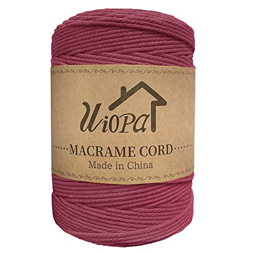 Uiopa Makramee Garn 3mm x 300m Rostrot Baumwollgarn Natürliches Makramee-garn DIY Macrame Cord Dicke Kordel Seil Makramee Zubehör für Makramee Wandbehang, Vorhang, Hängepflanze, Wanddekoration von Uiopa