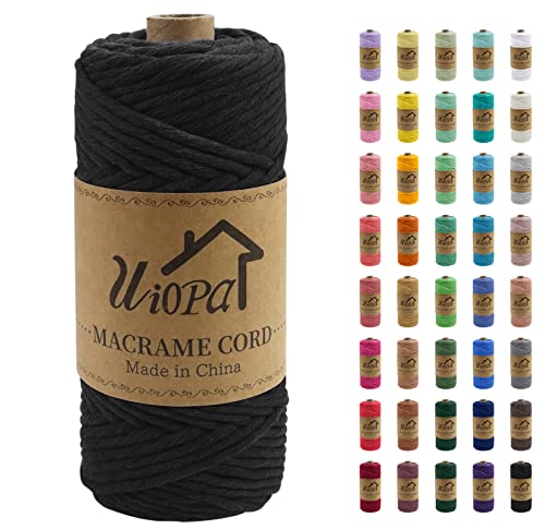 Uiopa Makramee Garn 4mm x 100m, Einfach Gedrehte Makramee Rope Garn Weiches Baumwollgarn, Makramee 4mm Dickes Garn für Wandbehang, Pflanzenaufhänger, Traumfänger, Boho Home Decor von Uiopa