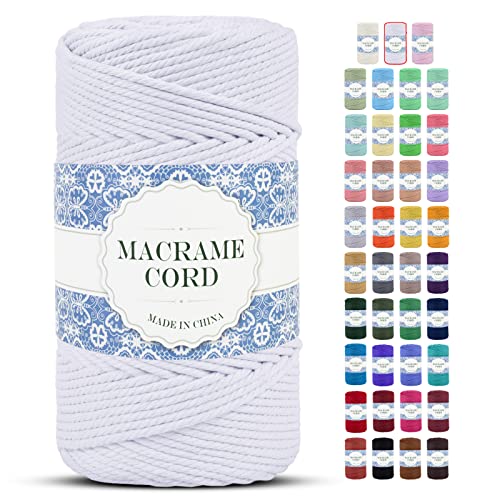 Uiopa Makramee Garn 4mm x 200m Natürliche Baumwollkordel Baumwollseil Baumwollgarn Baumwollschnur, Macrame Cord 4mm für DIY Basteln Stricken Wandbehang Pflanze Aufhänger Boho Deko (Weiß) von Uiopa