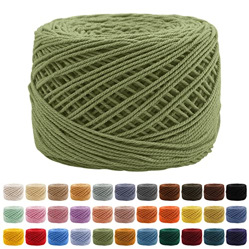 Uiopa Makramee Garn Aprikosengrün, 1,3mm x 160m Baumwollgarn Makramee Band, Baumwollkordel Bindfaden Baumwollschnur für Häkeln, Stricken, Wand Aufhängung, Dekoration, DIY-Projekte von Uiopa