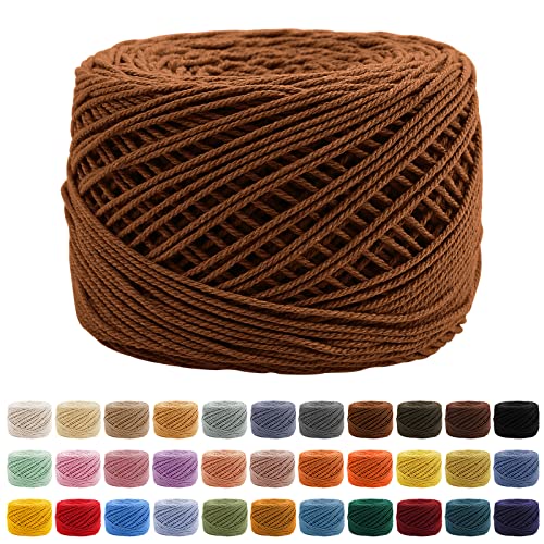 Uiopa Makramee Garn Braun, 1,3mm x 160m Baumwollgarn Makramee Band, Baumwollkordel Bindfaden Baumwollschnur für Häkeln, Stricken, Wand Aufhängung, Dekoration, DIY-Projekte von Uiopa