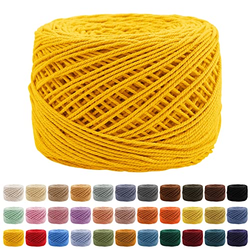 Uiopa Makramee Garn Gelb, 1,3mm x 160m Baumwollgarn Makramee Band, Baumwollkordel Bindfaden Baumwollschnur für Häkeln, Stricken, Wand Aufhängung, Dekoration, DIY-Projekte von Uiopa